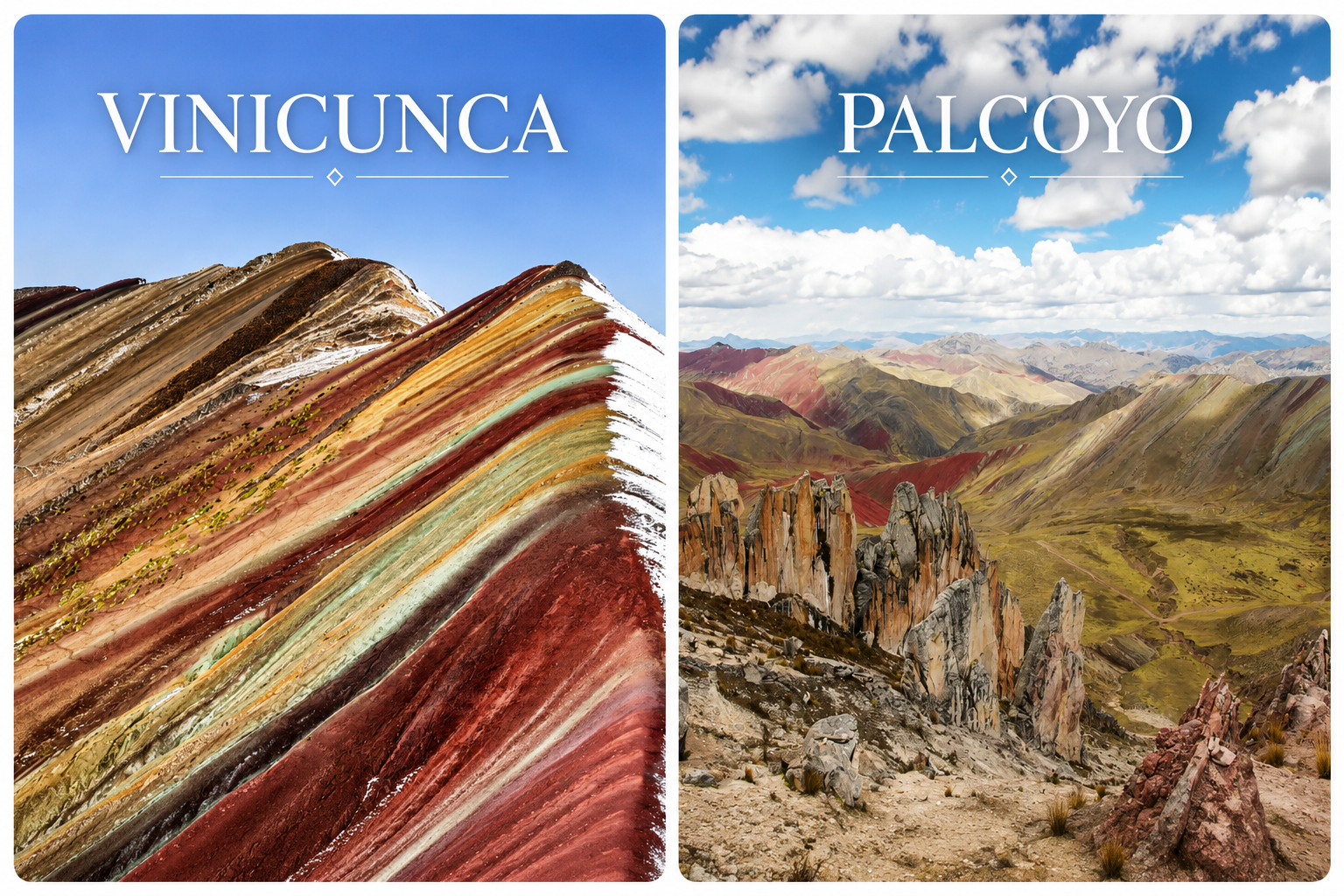 Diferencia entre las montañas de colores Vinicunca y Palcoyo | Trekero
