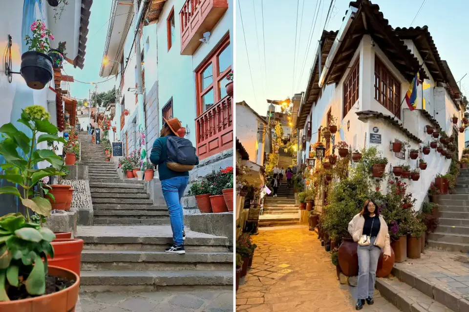 Calle Siete Borreguitos al atardecer en Cusco