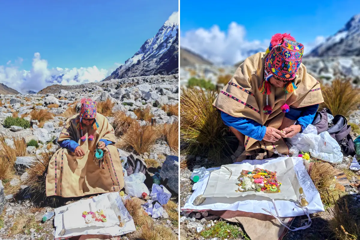 Ceremonia del pago a la tierra cerca del Salkantay | Trekero