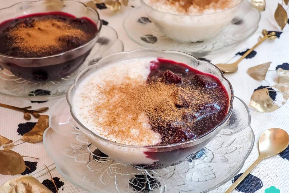 Arroz con leche y mazamorra morada, postre clásico de la comida peruana
