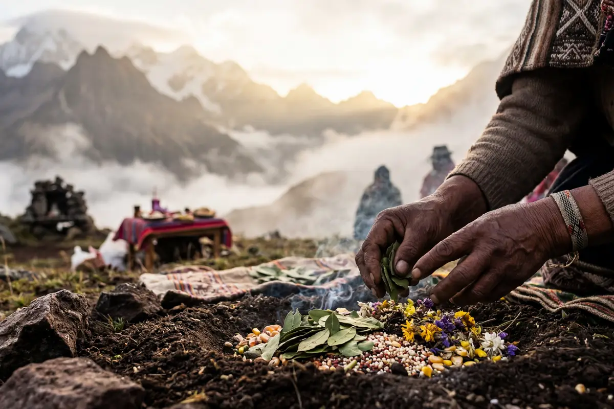 Entierro de ofrenda en la Pachamama para la buena producción | Trekero