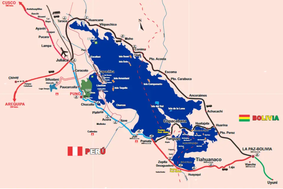 Mapa del Lago Titicaca