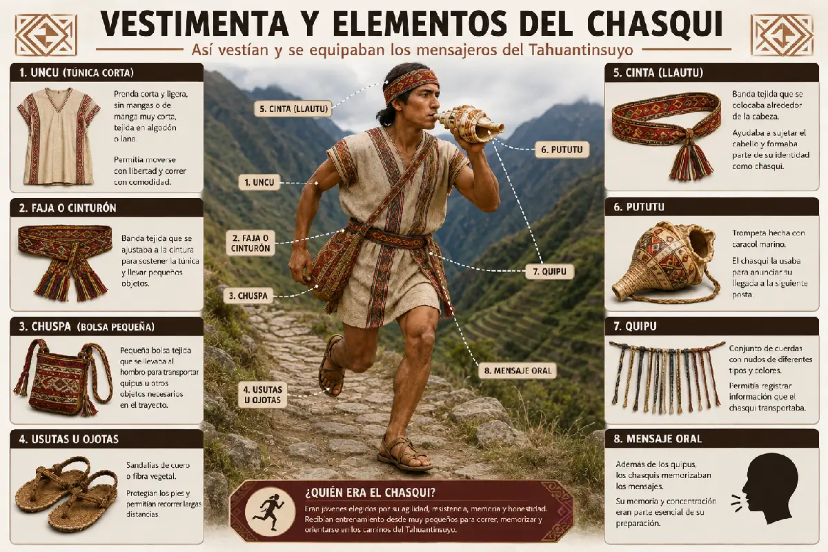 Vestimenta y elementos del chasqui inca | Trekero